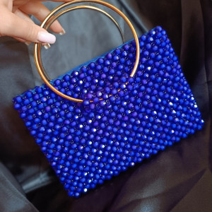 Blue edition . Pearls bag