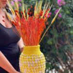 Crochet vase with dried flowers