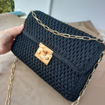 Black crochet bag